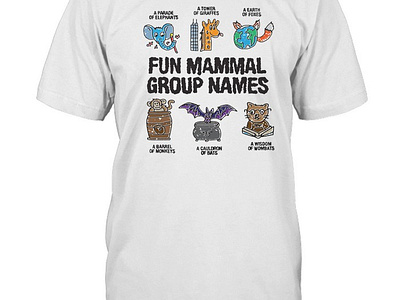 Fun Mammal Group Names White T Shirt