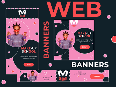 Web Banners for make-up school banners design fashion figma graphic design logo make up photoshop ui web