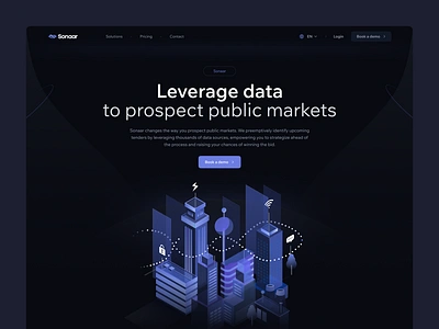 Sonaar landing page 3d ai dark design flat home ill illustration landing layo page studio ui ux website