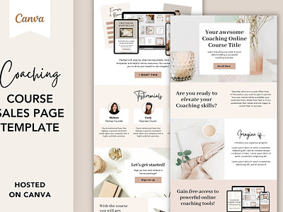 Coaching Sales Page Template Canva canva template coaching sales page coaching sales page template coaching template freepikes kajabi customizable kajabi design kajabi template kajabi theme landing page landing page template landing pages page template canva sales page website design website template