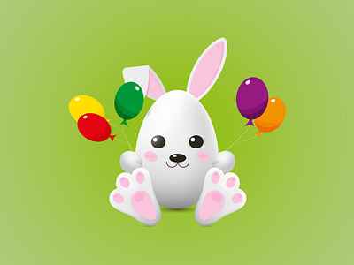 Easter bunny with ballons. Illustration. branding design graphic design illustration logo vector