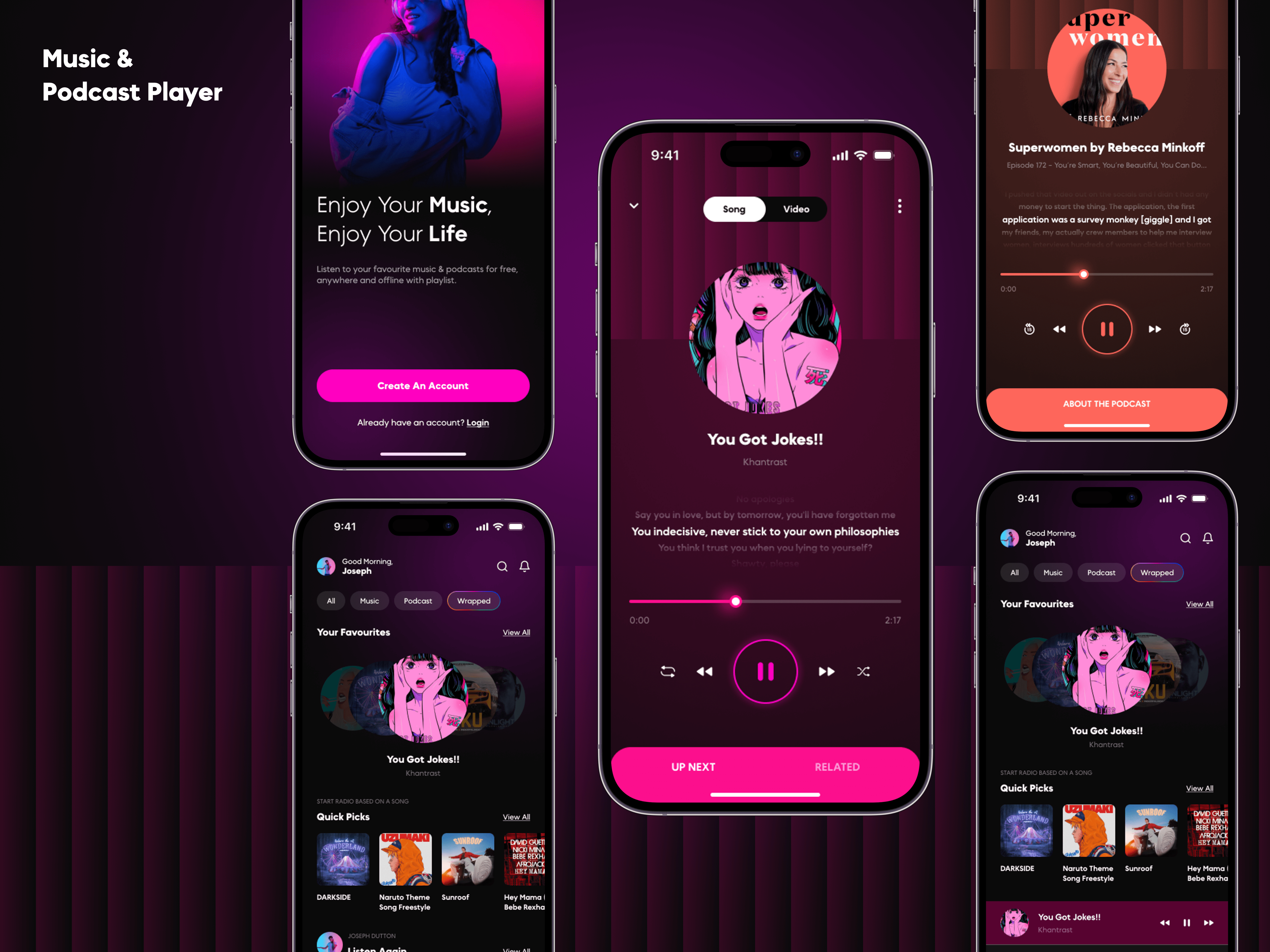 Music Player App Design - Mobile App UI app concept apple music audio music player audio player design figma ios ios app modern music music player music player application podcast songs spotify transitions ui user interface ux yt music