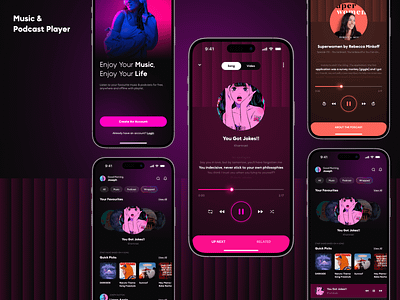 Music Player App Design - Mobile App UI app concept apple music audio music player audio player design figma ios ios app modern music music player music player application podcast songs spotify transitions ui user interface ux yt music