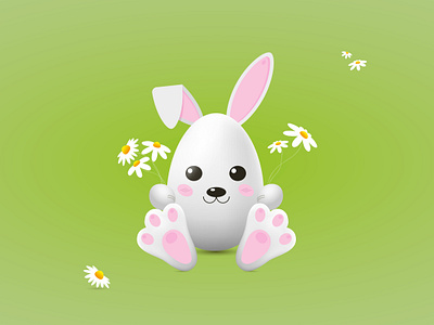 Easter Bunny with Daisies. Illustration. design graphic design illustration logo vector
