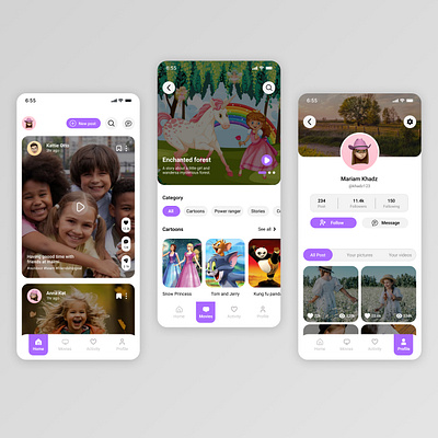 Social media app for kids app design mobile mobileapp social media app ui ux