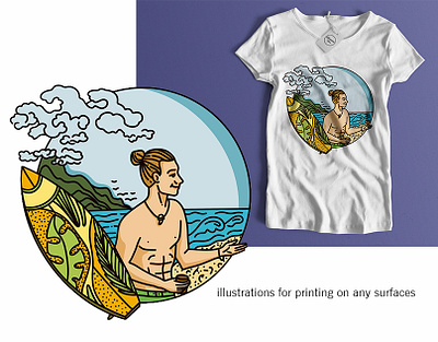 Illustration based on a photo. The theme of surfing. branding design graphic design illustration procreate surfing артпортрет обложка
