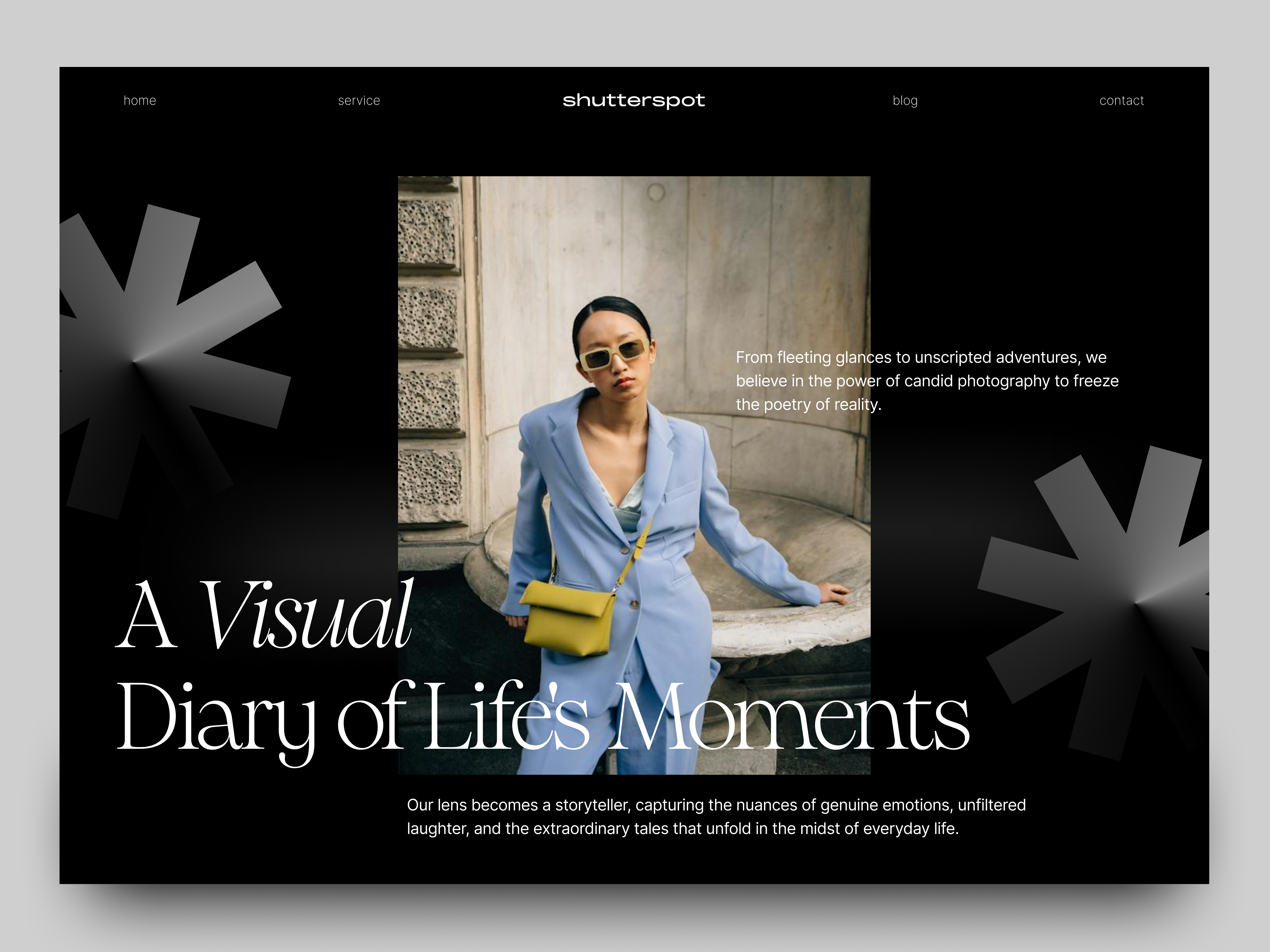 ShutterSpot - A Photography Landing Page Website black branding design elegant elegant design graphic design landing page photography typography ui ux website