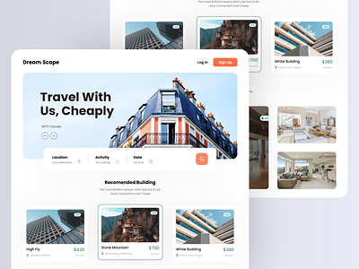 Dream.Scape - Travel Web Design hotel travel travelling ui uiux ux visual design web design website world