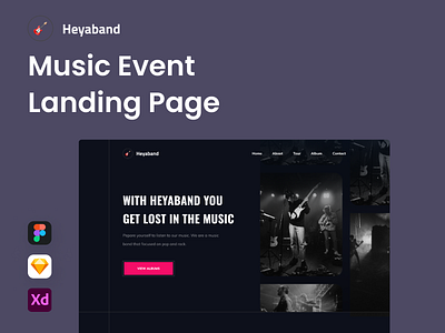 Heyaband - Music Event Landing Page artist band creative artist event group landing page music solo artist template ui design ux design web design web template