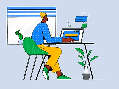 Working illustration animation branding businessillustration creative work digitalart digitalnomad dribbble dribble freelancelife graphic design home office illustration logo productivity remote work style techillustration ui worklife workspace