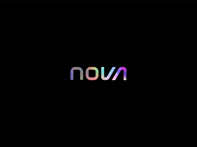 NOVA branding computer custom made elegant geometry graphic design holographic foil innovation it lettering logo mark minimalist modern science simple technology text visual identity wordmark