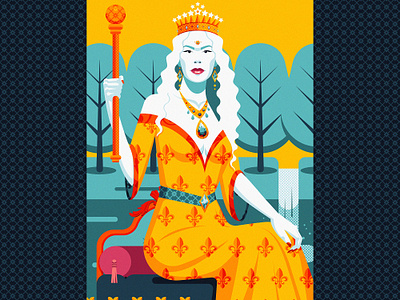 Tarot card #03: The Empress adobe illustrator arcana major blue contrast crown daily art digital art empress flat design illustration jewels portrait red scepter stylized tarot vector vector illustration woman yellow