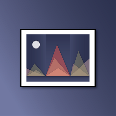 Moutain-1-2 circle gradient illustration line minimal modern modern art moon moutain night print transparent vector