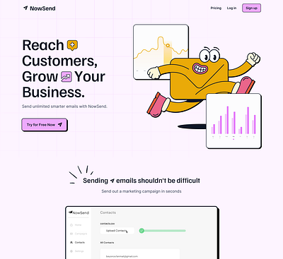 NowSend landing page saas saas design ui website design website design for saas