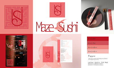 Maze Sushi branding graphic design logo marketing menu typography