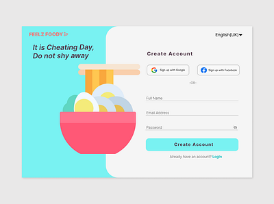 Sign Up Page Design creative design creativity daily ui design follow food design login shots signup signup design signup ui ui uiux ux