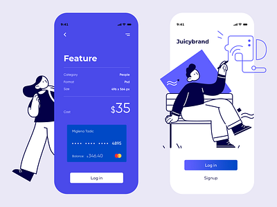 Juicy Brand App Concept blue illustration mobile ui