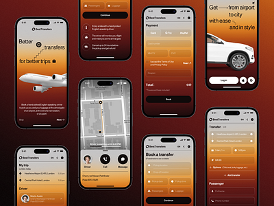 Transfer Booking App airbnb app design car gradient ios lyft mobile plane product product design screen service design tourism traveling travelling uber ui ux vacation
