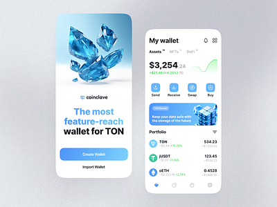 Coinclave TON Wallet app design creative crypto design designinspiration designstudio illustration interface midjourney ton ui uidesign wallet