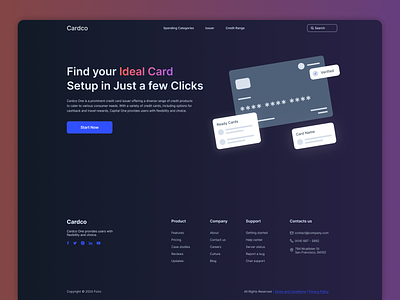 Credit cards review website card design card review credit card dark design debit card header hero section homepage landing page night review ui ux website