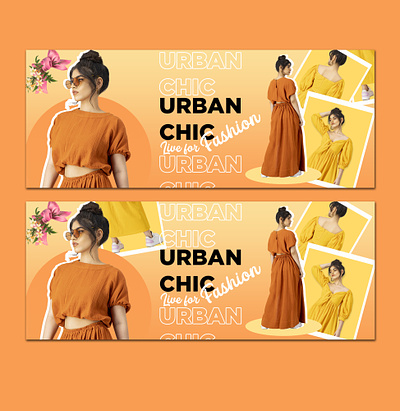Fashion Banner Design ad design advertisement banner design black branding fashion minimal orange typography website banner white yellow