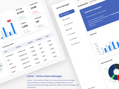 Lome - Saas for managing Online Store. lome manager online store manager product design product designer saas startup startups tools for online vendors ui ui design ui ux ui ux designer uiux design ux ux design web design webapp webapp design