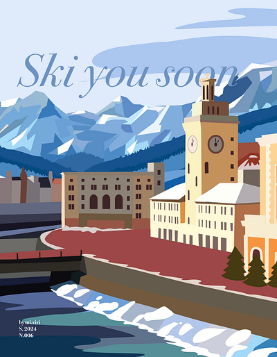 Winter graphic poster design illustration landscape poster winter