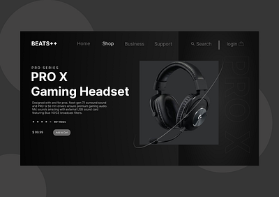 UI Design of Pro X Gaming Console Headset creativity daily ui design digitaldesign figma follow gaming headset home page ui music shots ui uiux ux