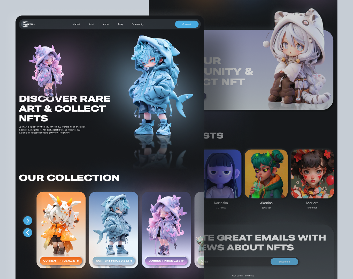 NFT marketplace Web design | Figma Animation branding design figma graphic design illustration logo ui web web design 웹디자인
