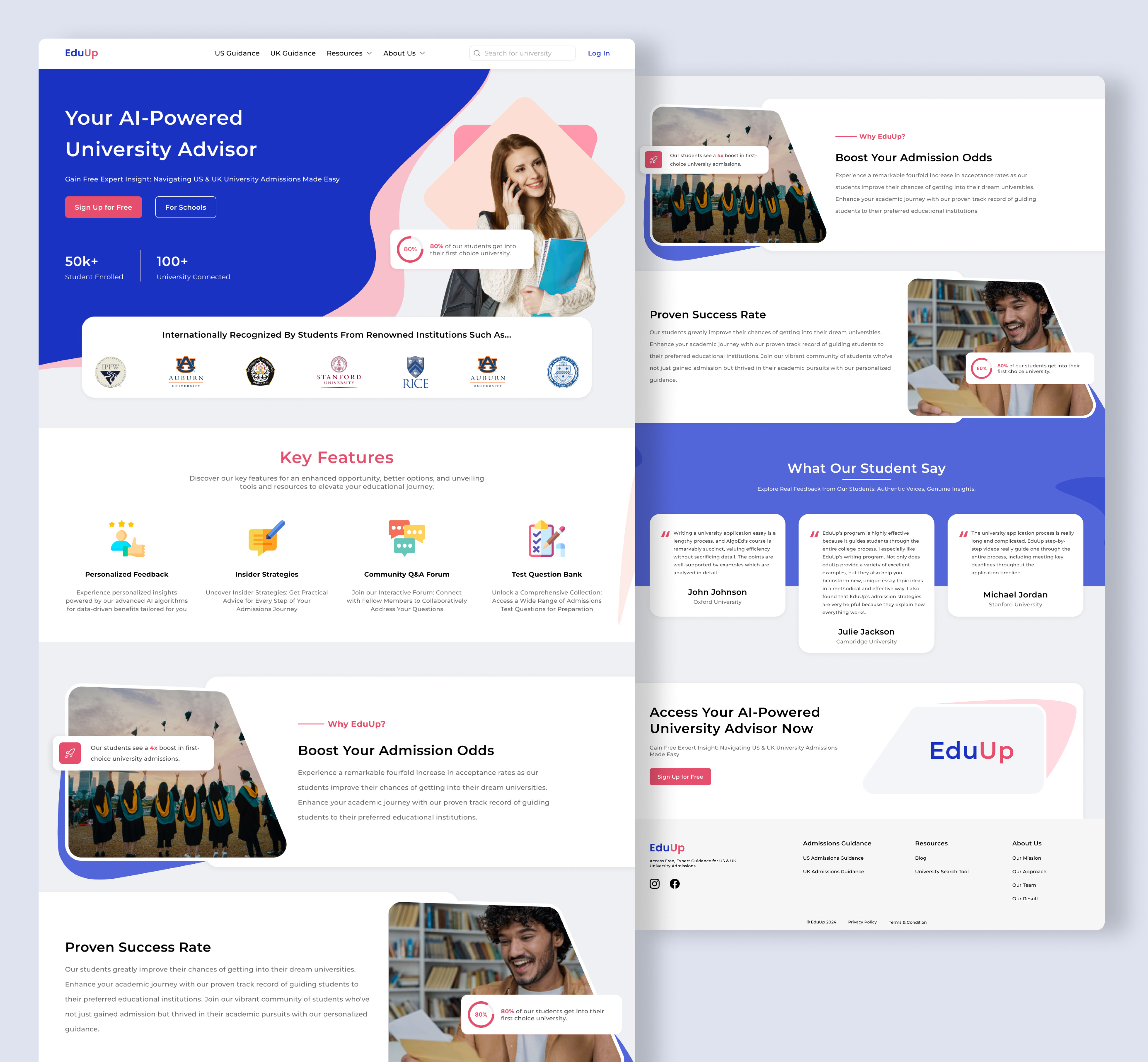 Educational Homepage - EduUP 3d animation blue theme branding dailyui design education figma graphic design homepage illustration landing page logo motion graphics ui ux vector website