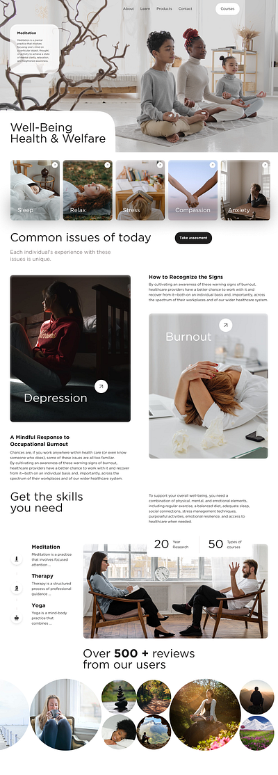 Well-Being Landing Page branding burnout depression graphic design help landing page mental ui well being