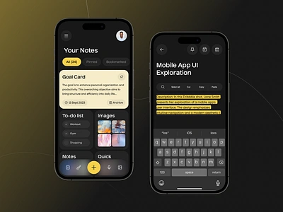 Note App app app design ios mobile notes sticky notes ui ui design ux design