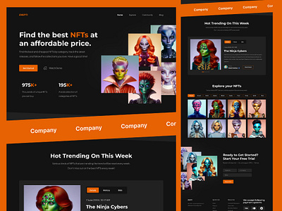 Landing Page Design for nft company branding design freelancer illustration ui ui design ui designer ui ux ux ux design