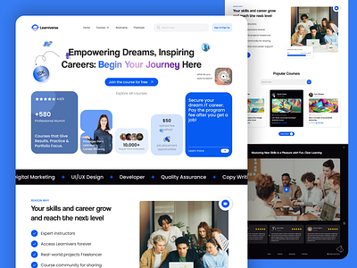 Learniverse - Online Course Platform Web Design course courses developer digital marketing learn learning online online course online course platform online learning platform product design quality assurance ui uiux ux web web design website website design