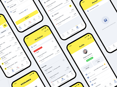 Navigation for mobile app | Ecolines app booking bus coach operator ecolines logistics mobile app motion navigation passengers profile search tickets ui animation uxui