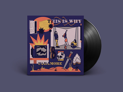 This Is Why - Paramore 8 album cover blue character clock covid door explode figure 8 illustration knife mask orange paramore record skull this is why time tv vinyl
