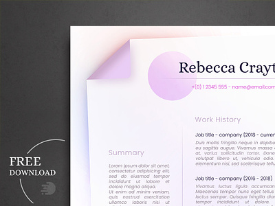 Resume with Page Peel Effect creative cv design free freebie modern page peel resume template