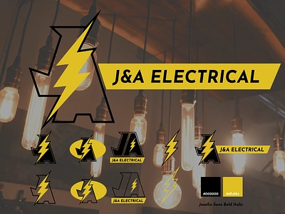 J & A Electrical Branding black and yellow branding comic electrical electrician flash graphic design lightning logo superhero yellow