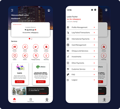 Banking Mobile App Dashboard And Menu bankin branding dashboard design menu mobile app product design ui ui interface uiux
