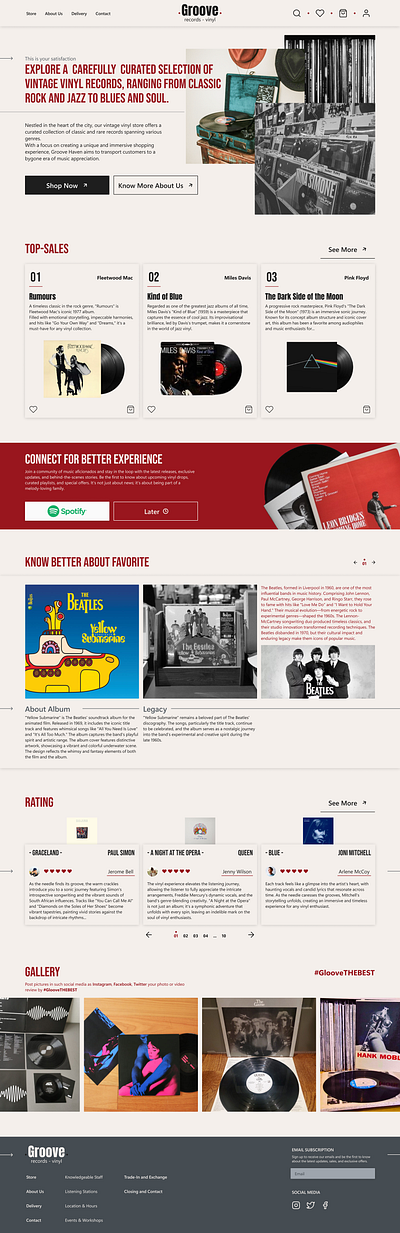 Web Design for vinyl online-store design figma graphic design ui ux web design