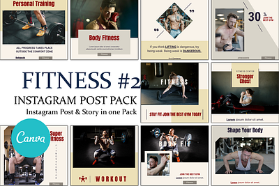 Fitness Instagram Pack Template canva canva template design graphic design illustration instagram template