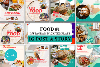 Food Instagram Pack Template canva canva template design graphic design illustration instagram template