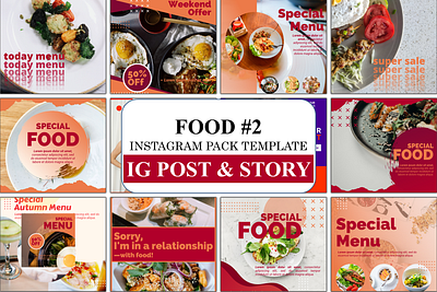 Food Instagram Pack Template branding canva canva template design graphic design illustration instagram template