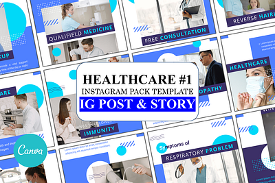 Healthcare Instagram Pack Template branding canva canva template design graphic design illustration instagram template