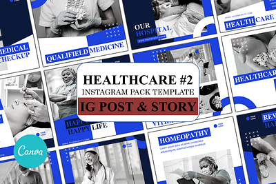 Healthcare Instagram Pack Template branding canva canva template design graphic design illustration instagram template