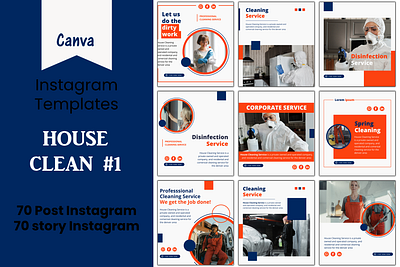 House Clean Instagram Pack Template branding canva canva template design graphic design illustration instagram template