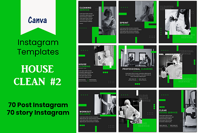 House Clean Instagram Pack Template branding canva canva template design graphic design illustration instagram template