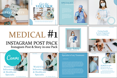 Medical Instagram Pack Template branding canva canva template design graphic design illustration instagram template