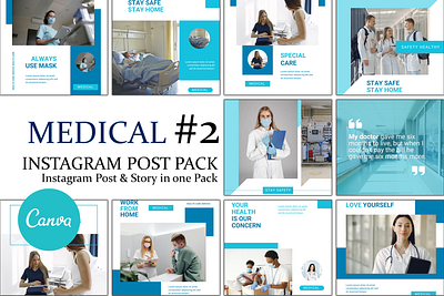 Medical Instagram Pack Template branding canva canva template design graphic design illustration instagram template