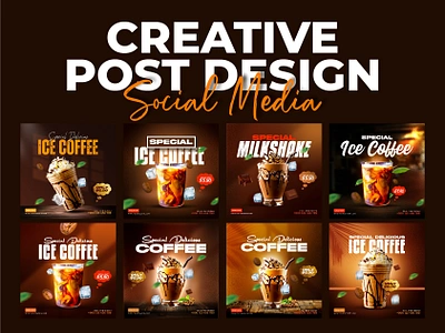 Creative Coffee Milkshake Social Media Post & Ads Design banner best post design branding coffe social media post coffee coffee shop coffeemilk graphic design logo design milkshake milkshake coffee new poster post design poster social media post trendy